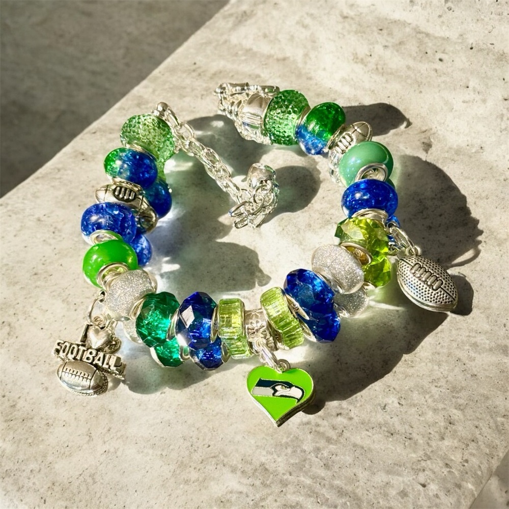 Seattle Seahawks Beaded Charm Bracelet